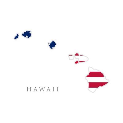 Shape of Hawaii state map with American flag. vector illustration. can use for united states of America indepenence day, nationalism, and patriotism illustration. USA flag design