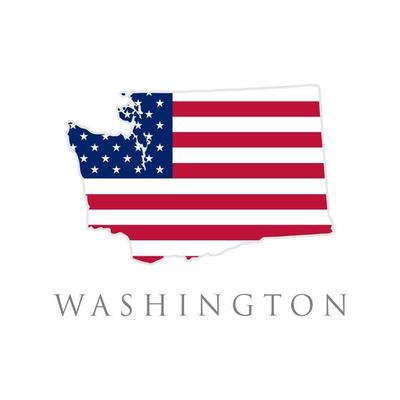 Shape of Washington state map with American flag. vector illustration. can use for united states of America indepenence day, nationalism, and patriotism illustration.