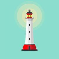 Lighthouse vector flat design. Lighthouses for navigation. beacon icons Searchlight towers for maritime navigational guidance. Flat stylish design. Vector illustration clip art.