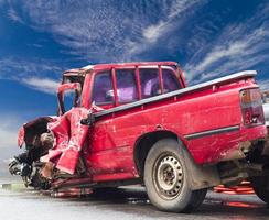 Old red cars demolished. photo