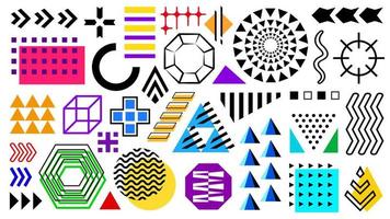 conjunto de elementos de diseño de memphis. formas y patrones vectoriales geométricos abstractos. elementos de diseño universal para sus proyectos de diseño gráfico vector