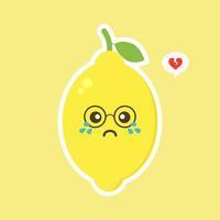 funny and kawaii lemon characters happy expressions. Cartoon vector illustration isolated on color background. Funny lemon characters, mascots, emoticons.