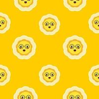 sun flower cartoon seamless pattern. kawaii sun flower mascot. design for kid, can use for fabric design, textile, wrapping paper, background, cards vector