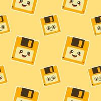 cute diskette character seamless pattern vector