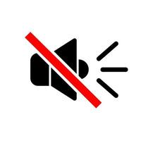 No sound or music icon. Isolated mute and warning illustration. Keep silence with forbidden and prohibited red sign. vector