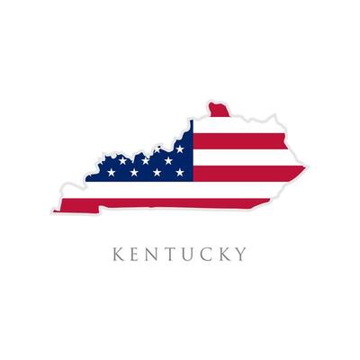 Shape of Kentucky state map with American flag. vector illustration. can use for united states of America indepenence day, nationalism, and patriotism illustration. USA flag design