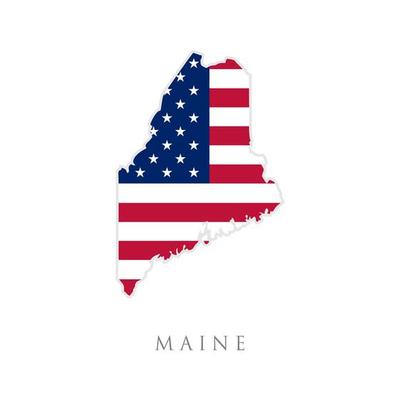 Shape of Maine state map with American flag. vector illustration. can use for united states of America indepenence day, nationalism, and patriotism illustration. USA flag design