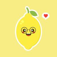 funny and kawaii lemon characters happy expressions. Cartoon vector illustration isolated on color background. Funny lemon characters, mascots, emoticons.