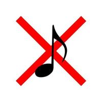 sin icono de sonido o música. ilustración aislada de silencio y advertencia. guardar silencio con el signo rojo prohibido y prohibido. vector