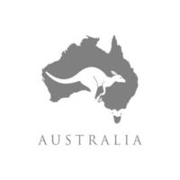 logotipo de mapa de australia con ilustración de vector de diseño de canguro