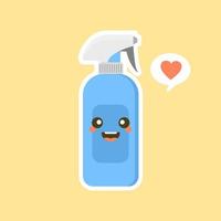 dibujos animados de botella de spray. botella de spray linda y kawaii. botella antiséptica. diseño de icono de ilustración de personaje de dibujos animados de vector.aislado sobre fondo blanco vector