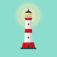 Lighthouse vector flat design. Lighthouses for navigation. beacon icons Searchlight towers for maritime navigational guidance. Flat stylish design. Vector illustration clip art.