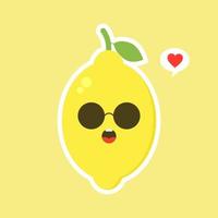 funny and kawaii lemon characters happy expressions. Cartoon vector illustration isolated on color background. Funny lemon characters, mascots, emoticons.