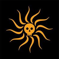 skull flat symbol with sun. skull pirate flag symbol. skull flat design vector illustration