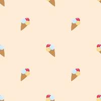 Cartoon ice cream cone vector seamless pattern. Illustration for fabric, textile, wrapping paper.
