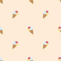 Cartoon ice cream cone vector seamless pattern. Illustration for fabric, textile, wrapping paper.