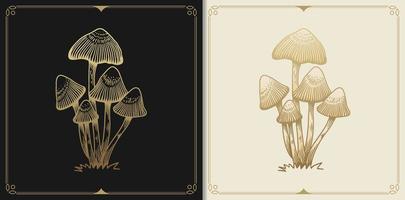 Magic mushroom in engraving style vector