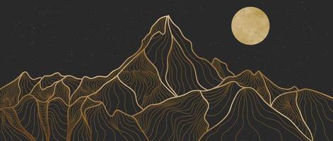 Golden mountain line art, Abstract mountain contemporary aesthetic backgrounds landscapes. use for print art, cover, invitation background, fabric. Vector illustration