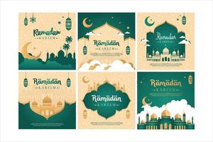 Ramadan Kareem banner template mosque vector illustration