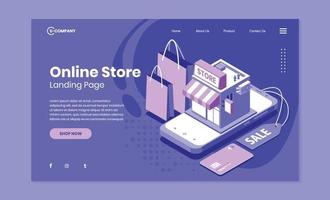 Online Shopping Store Landing Page Template vector