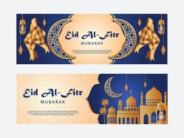 diseño de plantilla de banner de vector de eid al fitr mubarak