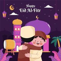 Hugging to Celebrate Eid Al-Fitr vector