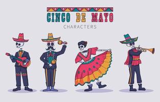 colección de personajes cinco de mayo vector