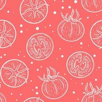 White tomatoes on pink background seamless pattern vector