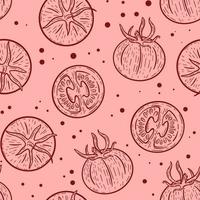 Red tomatoes hand drawn engraving seamless pattern