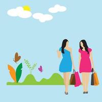 Shopping Girls Garden vector