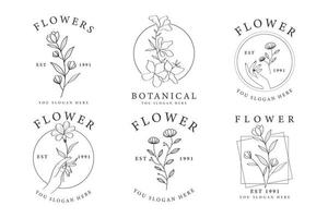 set of flowers logo design template concept collection vector