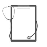 portapapeles y estetoscopio concepto médico y sanitario, ilustración vectorial