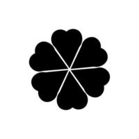 Five leaf clover icon. Black icon isolated on white background. Clover silhouette. Simple icon. Web site page and mobile app design vector element. Free Vector