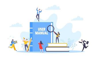 User manual guide book flat style design vector illustration.