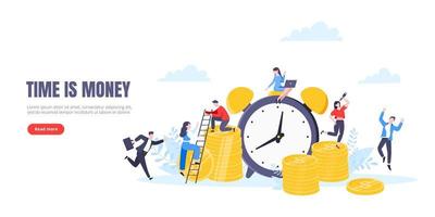 Time is money or save time business concept flat style vector illustration isolated on white background.