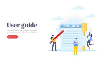 User manual guide book flat style design vector illustration.