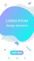 Modern vertical mobile liquid abstract shape gradient memphis style design fluid vector colorful illustration banner simple graphics for app, presentation, sale, brochure isolated on white background.