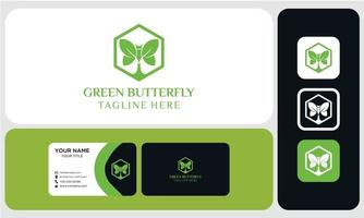 Package of business card and logo design. Vector illustration of a butterfly wing leaf. health care, beauty, domestic or natural food logo template.