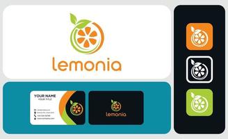 Package of business card and logo design. Fresh lemon fruits, flat vector illustration concept logo icon