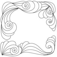 Corner with curls and spirals, anti stress coloring page in the form of two corner frames vector