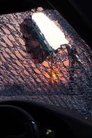 Car windshield cracks. photo