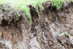Soil layer erodes water erosion. photo
