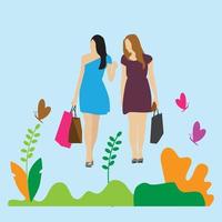 Sister Shopping Together vector