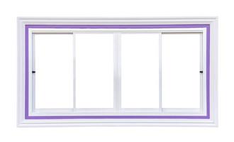 The isolate background of white concrete window frames with purple stripes is a sliding type commonly seen in the construction of modern contemporary homes. photo
