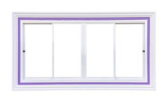 The isolate background of white concrete window frames with purple stripes is a sliding type commonly seen in the construction of modern contemporary homes. photo