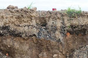 Rocky soil under the asphalt. photo