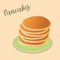 Pancakes on the green plate. vector