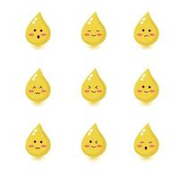Cute happy smiling urine drop set collection. vector