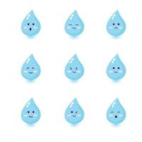 Cute happy smiling water drop  set collection. vector