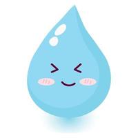 Cute happy smiling water drop meditate character. vector